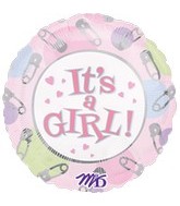 32" It's A Girl Safety Pins Balloon