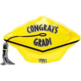 18" Junior Shape Congrats Grad Cap Yellow