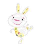 40" Happy White Bunny Rabbit Balloon