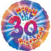 18" Happy 30th Birthday Mylar Balloon