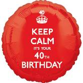 18" Keep Calm 40th Birthday Balloon