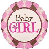 32" Argyle Baby Girl Jumbo Balloon