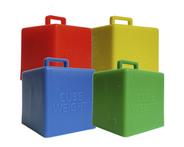 65 Gram Cube Balloon Weights Primary Assorted 10 Count