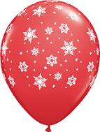 11" Qualatex Latex Balloons Snowflakes Red (50 Count)